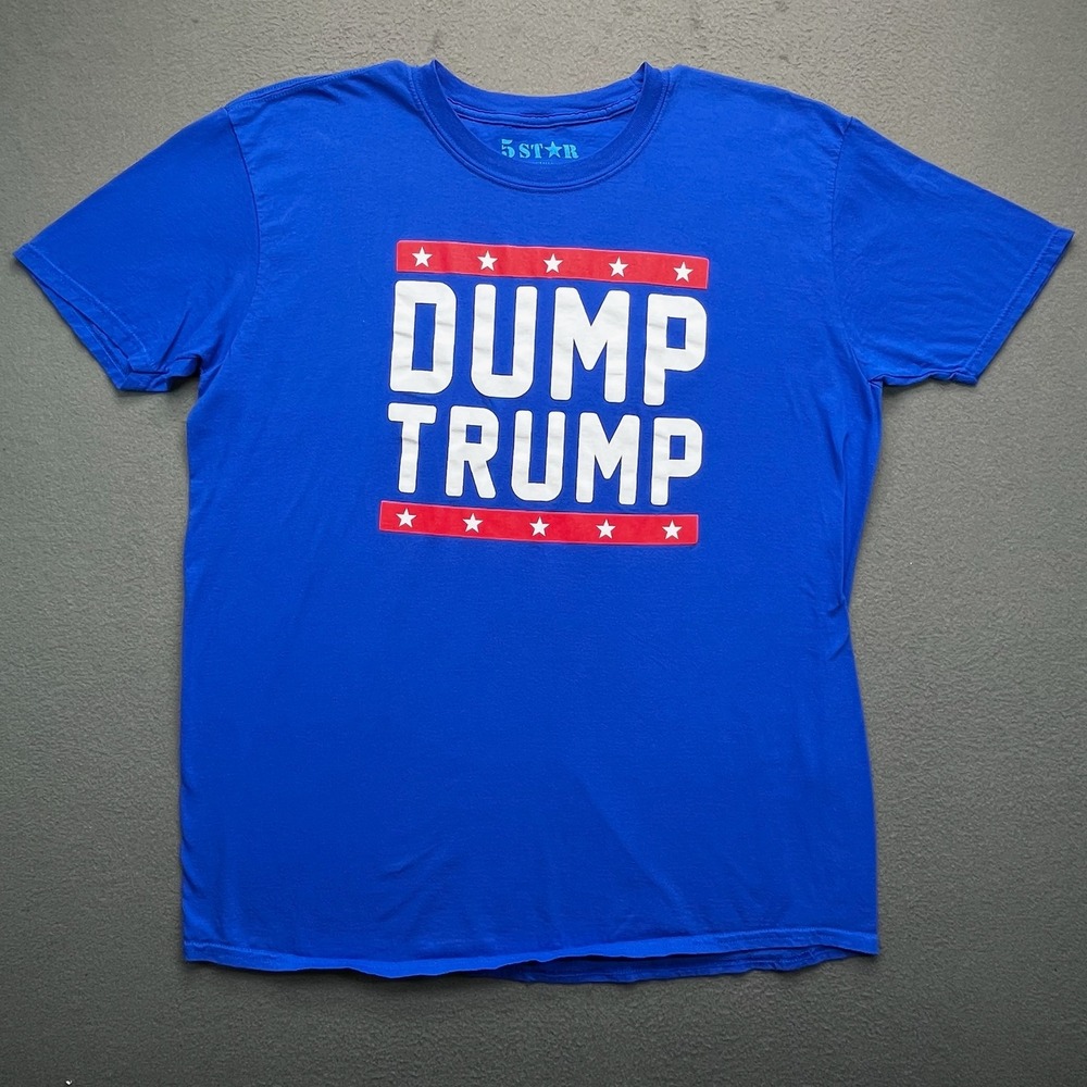 5 Star Dump Trump Graphic T Shirt Royal Blue XL‎ Cotton Political Protest